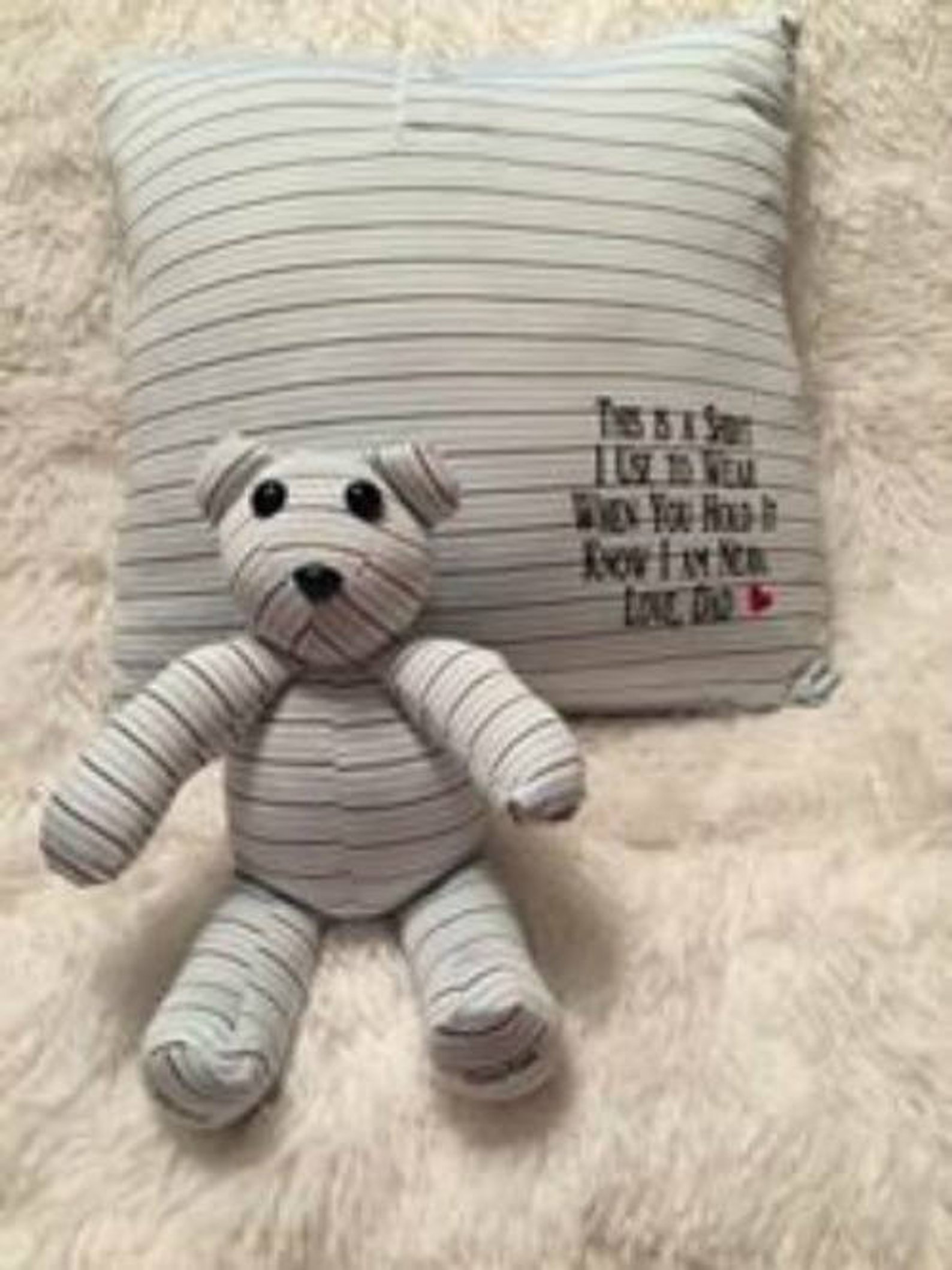 teddy bear made from baby onesie