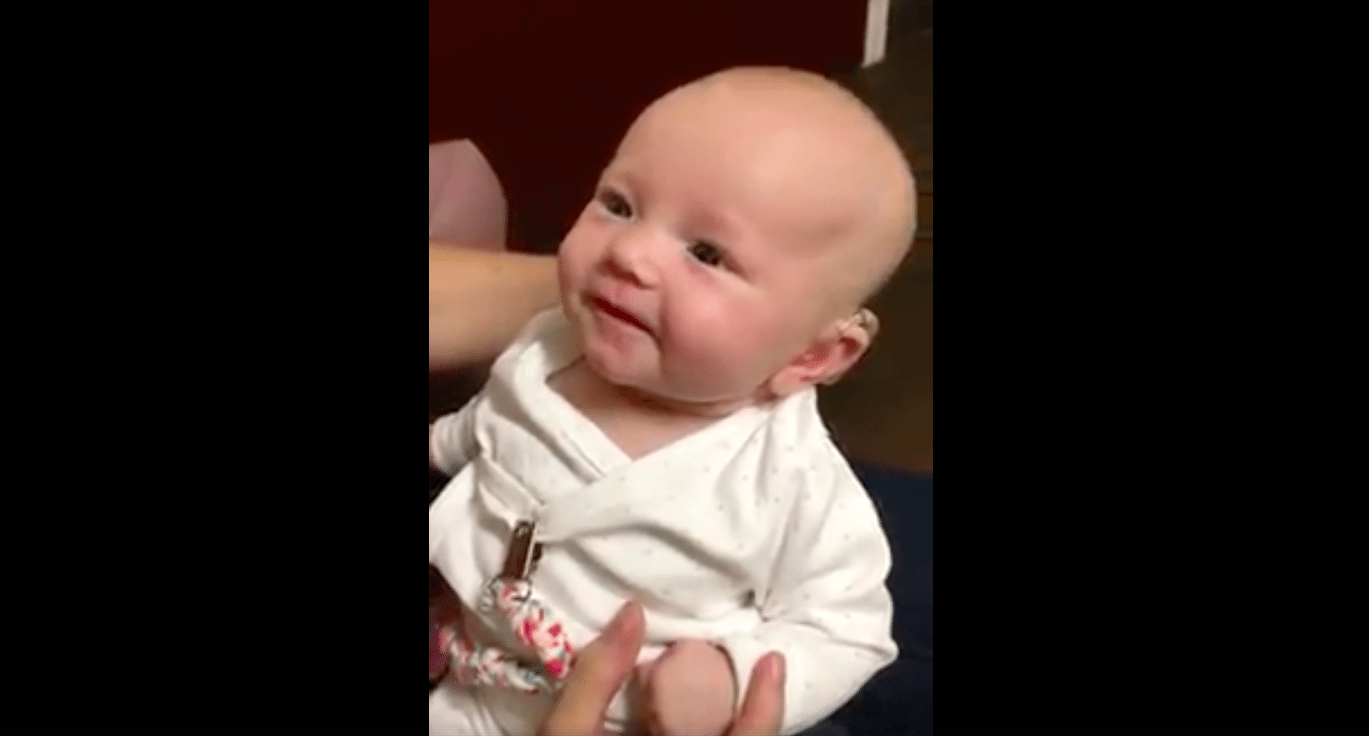 Watch this baby hear her mother's voice for the first time