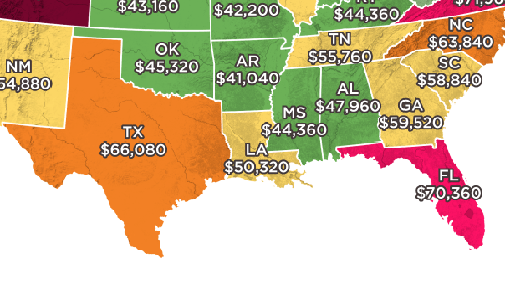 Map shows the salary you need to afford a home in every state