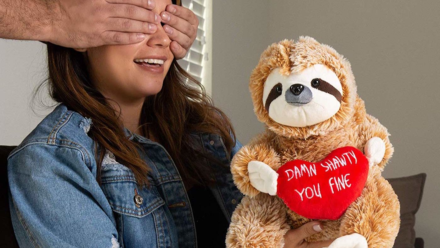 sloth valentine plush