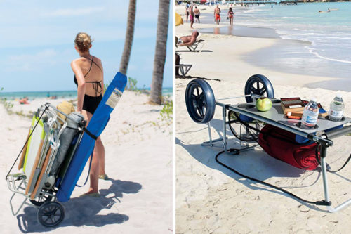 This Handy Beach Cart Turns Into A Table