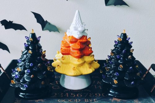 Home Goods Is Selling A Candy Corn Ceramic Tree For Halloween