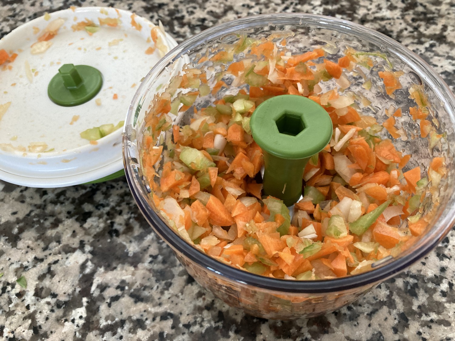 This hand-powered food chopper dices veggies easily at home or while camping