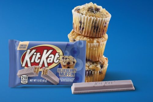 New Kit Kat Flavor Is Wrapped In A Purple-Blue Creme That Tastes Like Blueberry Muffins