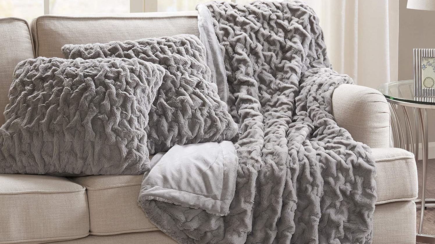 Soft throw and pillow sham set offers an affordable way to make your living  room feel cozier