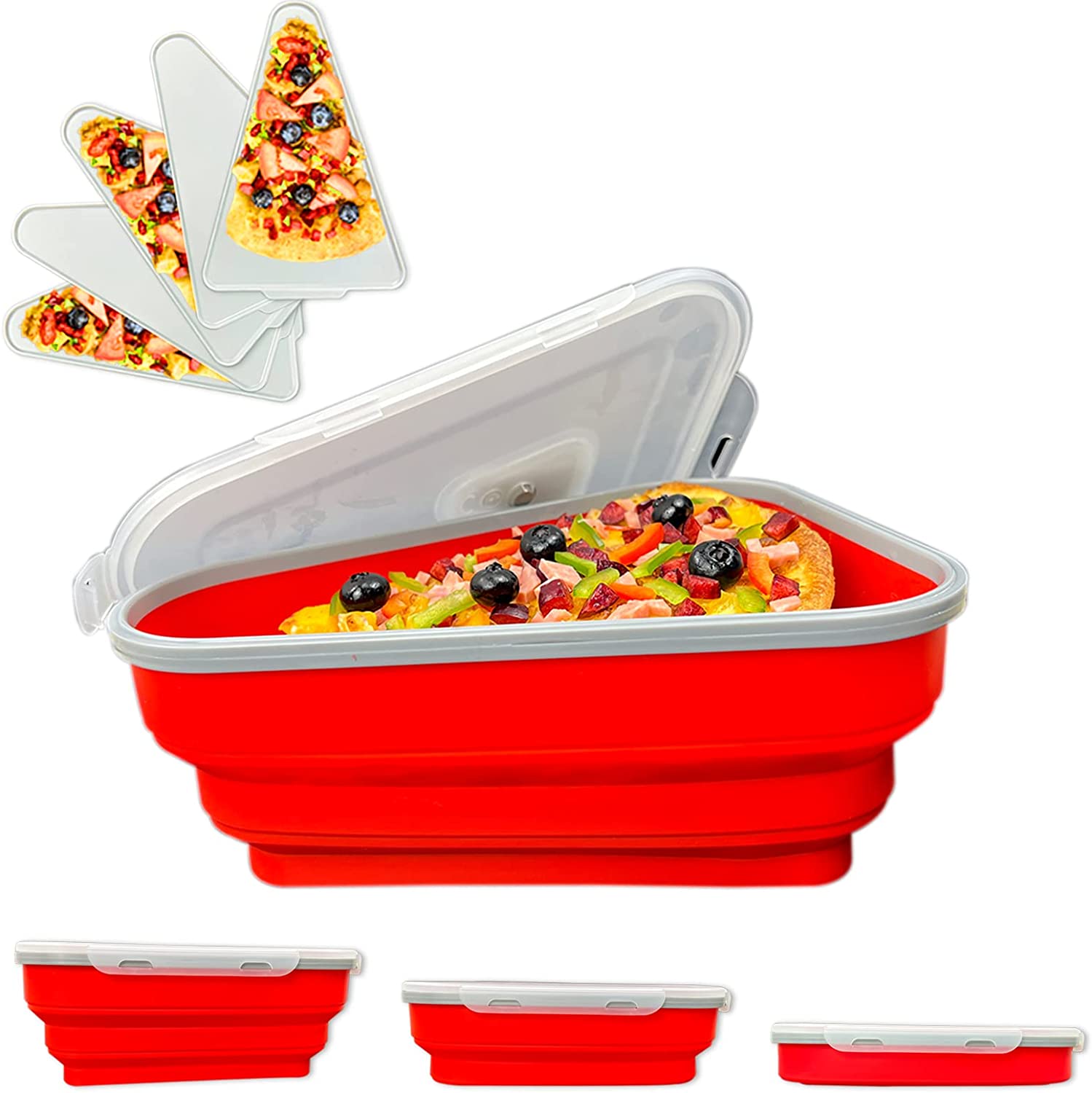 CODOGOY Folding Pizza Storage Container, Reusable Pizza Container for  Leftover Pizza, Pizza Slice Storage Containers With Lids for Party,  Camping