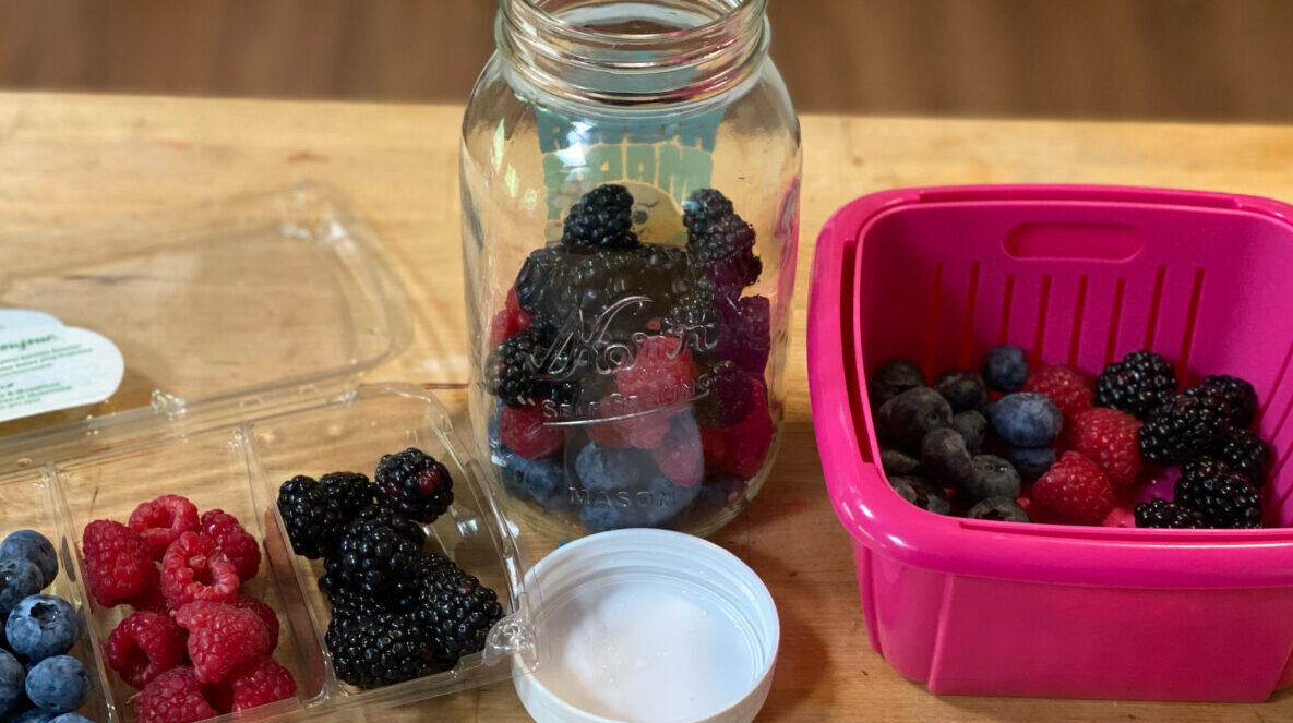 Putting berries/fruits/veggies in glass jars in the fridge will